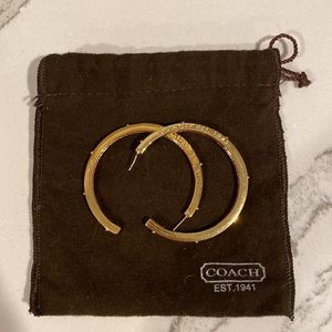 COACH Hoop Earrings with brown stripe detail